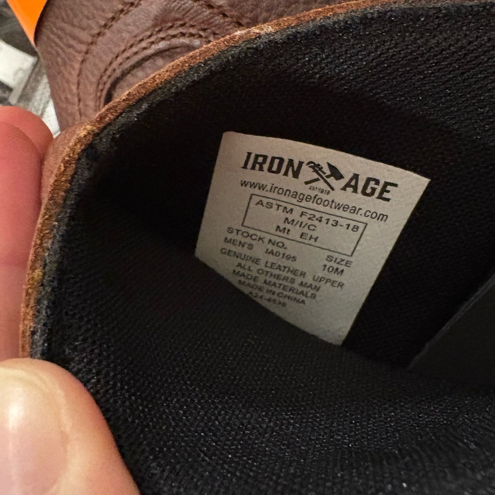New NIB Iron Age Men's Brown Leather Pull-On Work Boots Hauler Leather Comp Toe - Picture 12 of 16